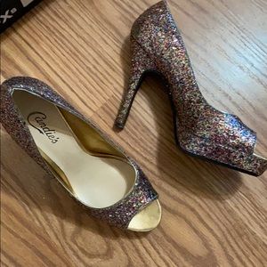 Multi sparkle high heels